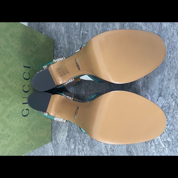 Brand New Gucci Multi 648695 Python Print Metallic Leather Platform Pumps 39.5 - Picture 7 of 7